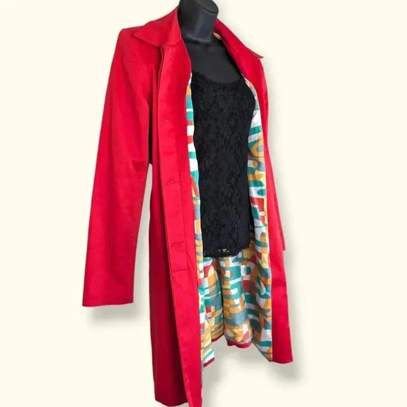 🍁Vintage DStudio Red Lined Trenchcoat - Picture 2 of 9